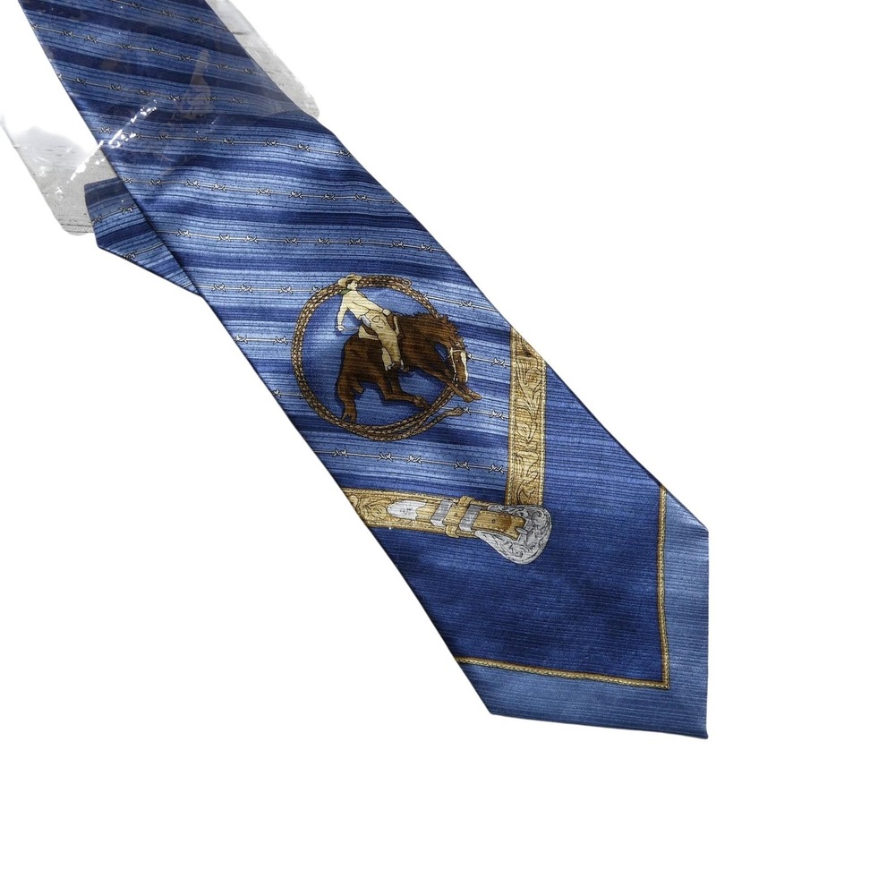 Resistol Tie Mens One Size Blue Rodeo Cowboy Western Polyester Novelty Necktie